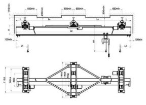 Кран мостовой (кран-балка) электрический однобалочный подвесной двухпролетный г/п 1,0; 2,0т